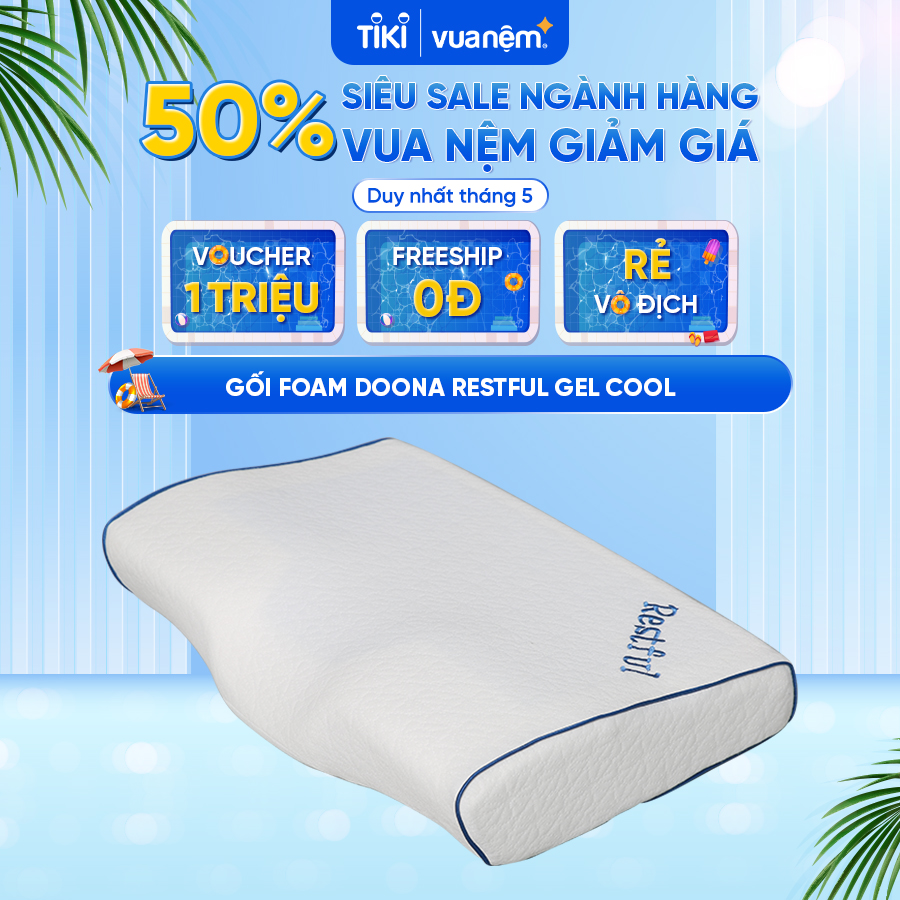 Gối Foam Doona Restful Gel Cool 35x55cm giảm đau cổ vai gáy