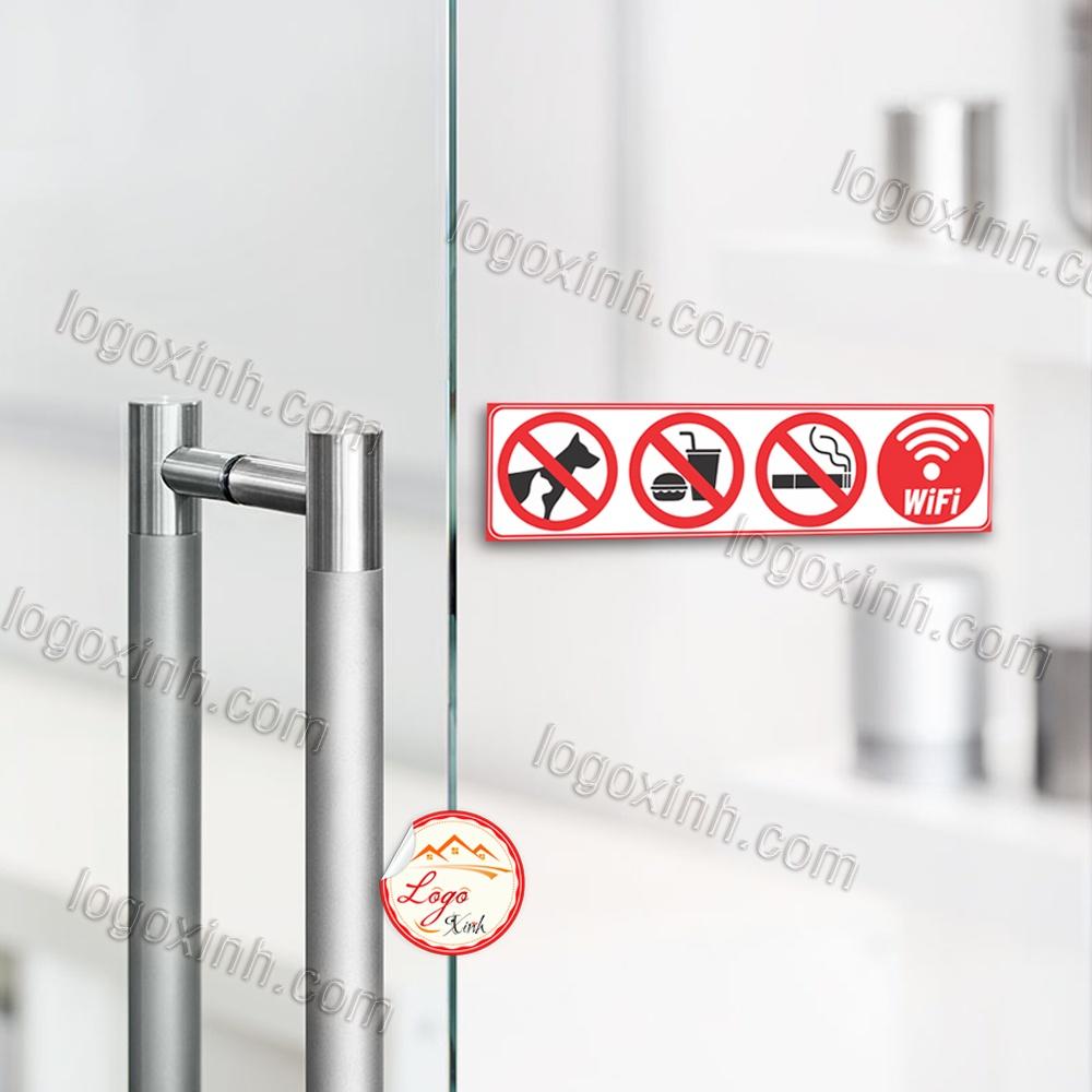 LOGO TEM STICKER BỘ 4 LOGO DÁN CỬA KÍNH: KHÔNG HÚT THUOC NO SMOKING, FREE WIFI, KHÔNG MANG ĐỒ ĂN, CẤM THÚ NUÔI SIÊU CUTE