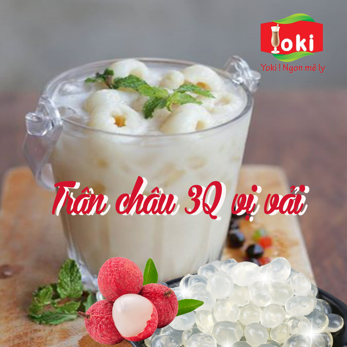 Combo Trân châu 3Q hương vải Yoki và Trân châu 3Q hương cafe Yoki