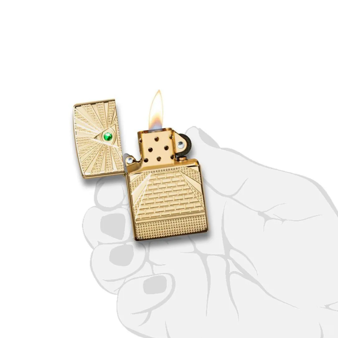 Bật lửa Zippo 49060 Armor Eye of Providence Design - Dòng Vỏ Dày Mạ Vàng Đính Đá Pha Lê Chính Hãng Mỹ, Chạm Khắc Sâu Cao Cấp