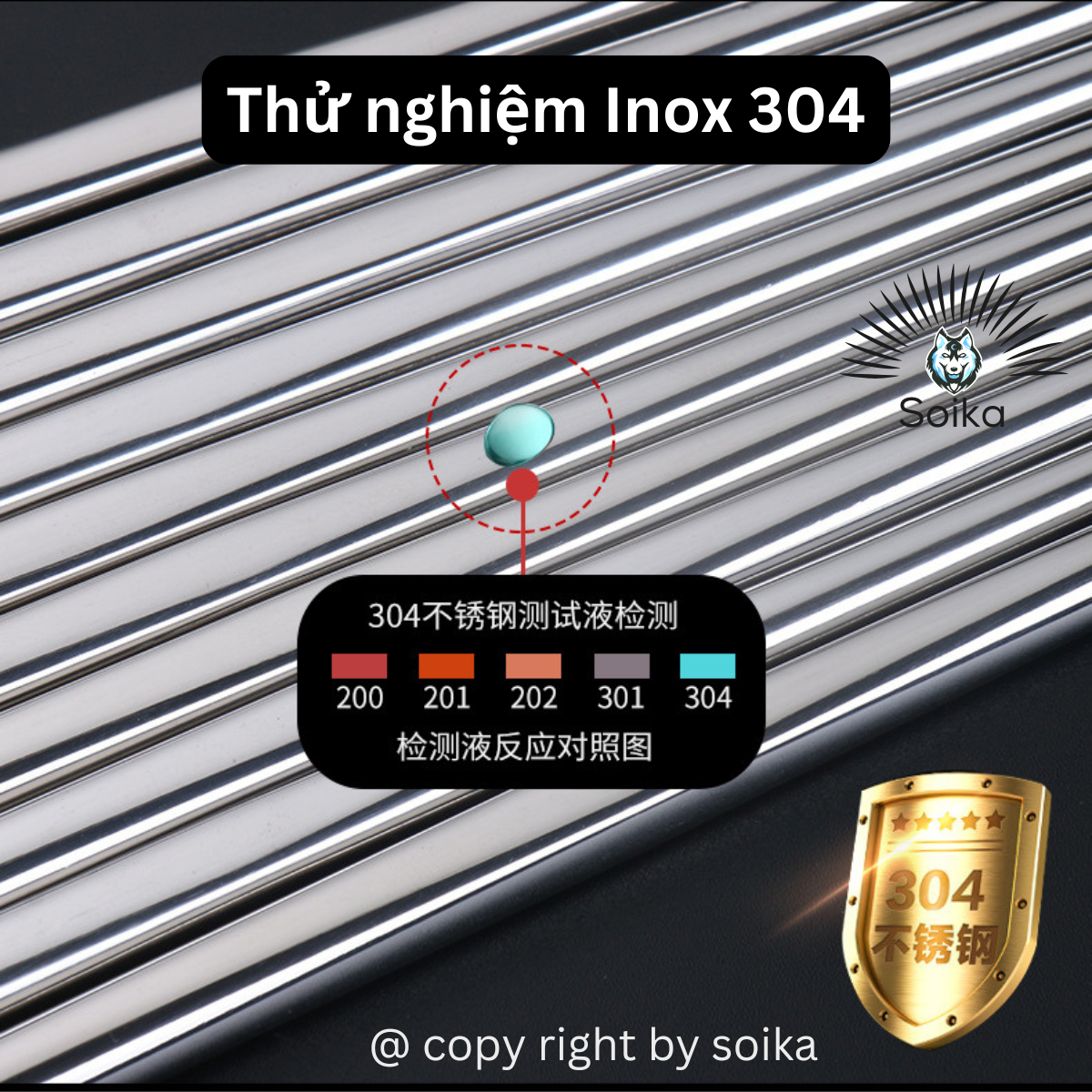 [Combo 5 đôi &amp; 10 đôi] Đũa inox 304 SOIKA mẫu A SK-P02A chống trượt kháng khuẩn