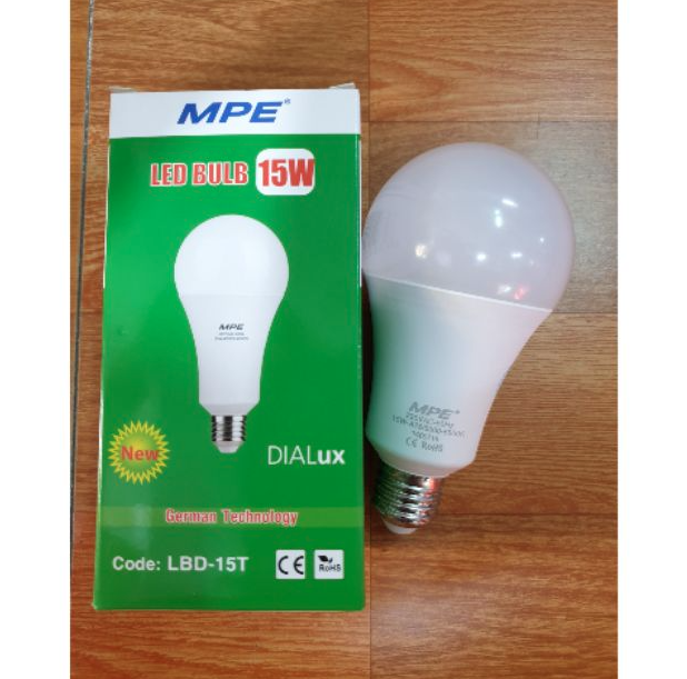 Bóng đèn led bulb MPE LBD-15 công suất 15W, ánh sáng trắng &amp; vàng - Hàng chính hãng