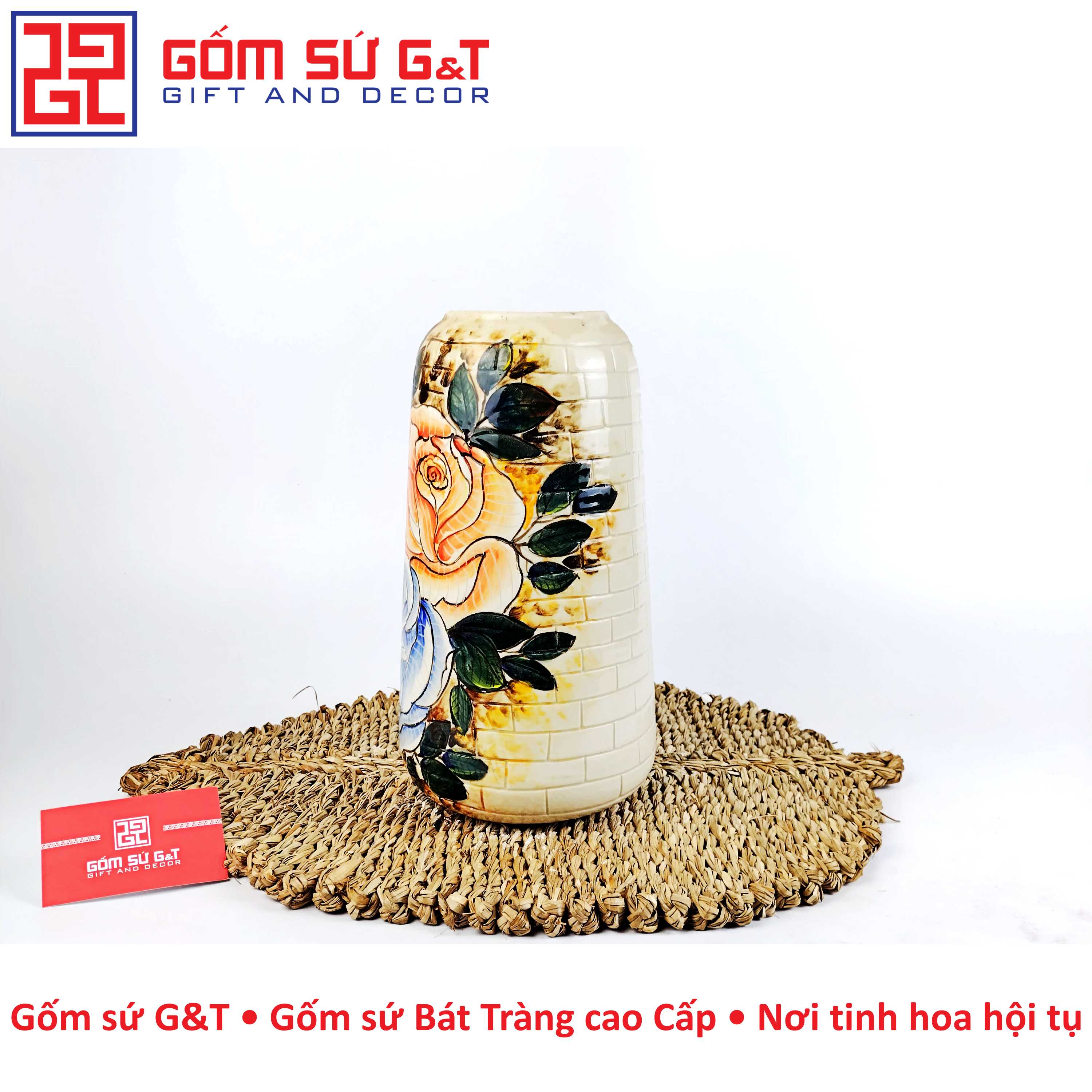 Lọ hoa dáng đu đủ nhị hồng Gốm Sứ G&amp;T