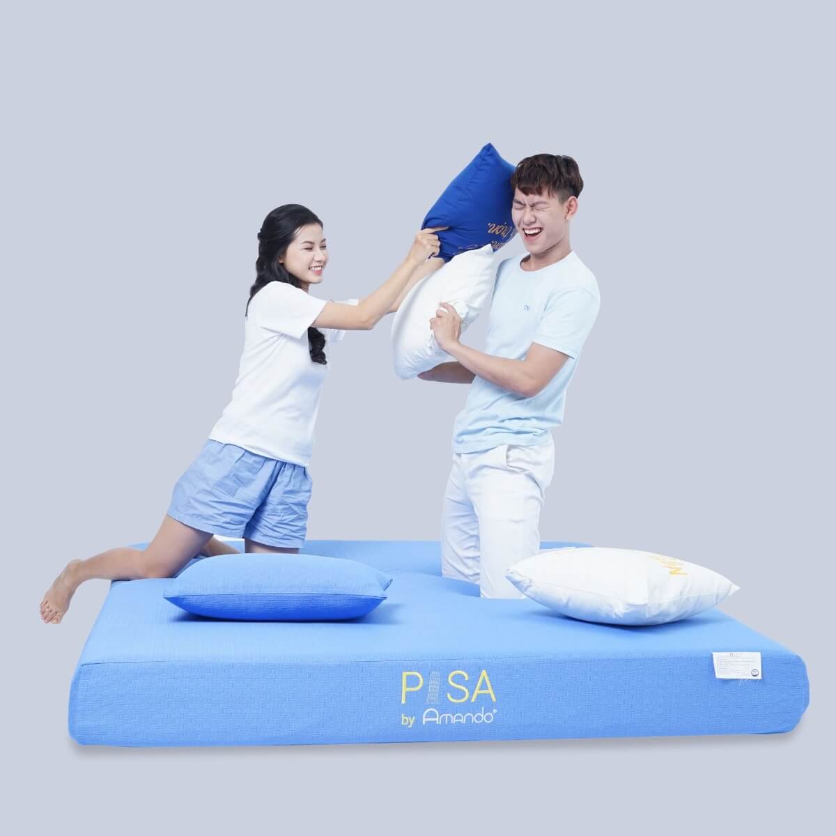 Combo cao cấp Đệm Gối Foam Amando Pisa mềm mại, êm ái, nâng đỡ và ôm sát cơ thể