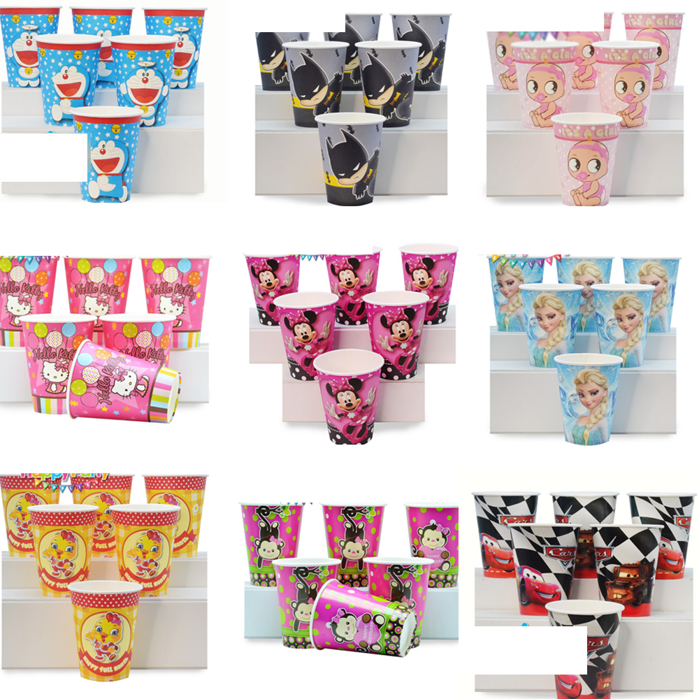 Set 6 cốc giấy, ly giấy sinh nhật hoạ tiết ngẫu nhiên