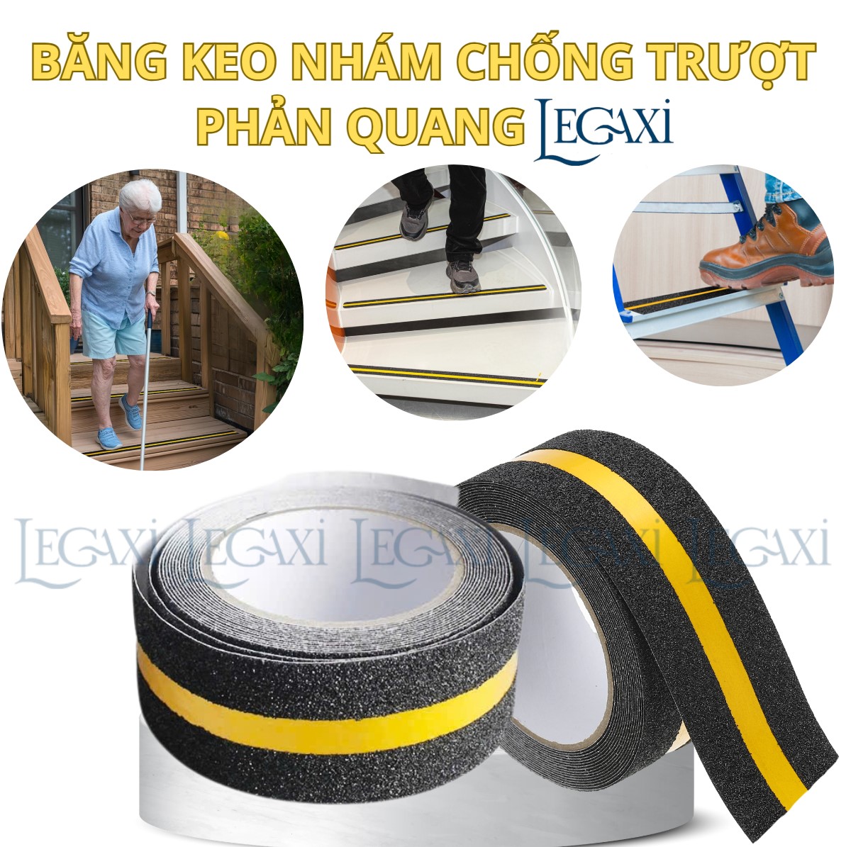 Băng Keo Nhám Phản Quang Chống Trượt Cầu Thang Bật Thèm 5cmx5Mét TránhTé Ngã Cho Người Lớn Và Trẻ Em