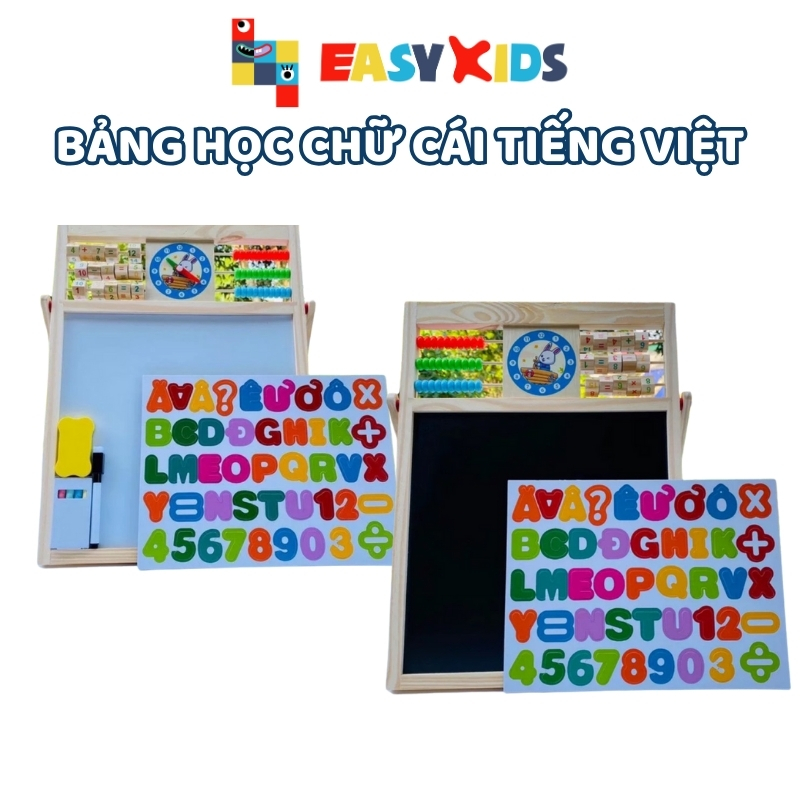 Bảng Viết Bảng Học Chữ Cái Tiếng Việt Cho Bé, Bảng Ghép Số, Chữ Cái, Phép Tính 2 Mặt Đa Năng Kèm Phấn, Khăn Lau