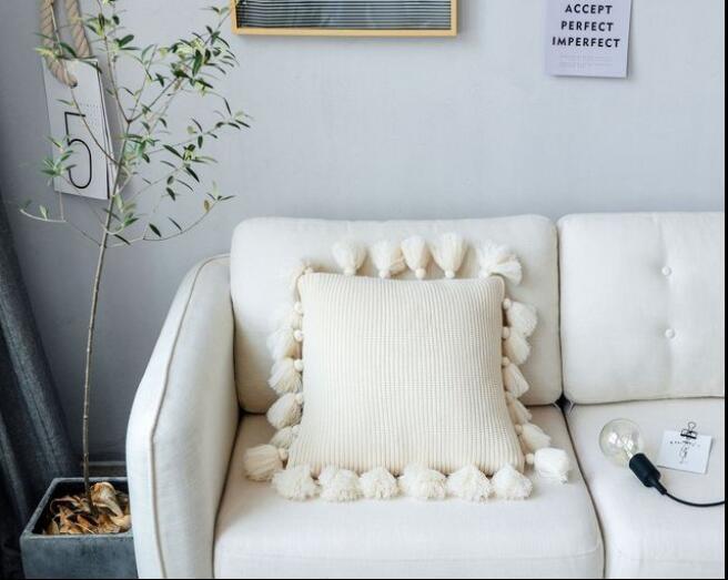 Dệt Kim Ném Đệm Lưng Bắc Âu Xe Sofa Giường Đệm Gối Bao Với Tua Rua Trang Trí Nhà Đệm Ghế Trẻ Em Trang Trí Phòng