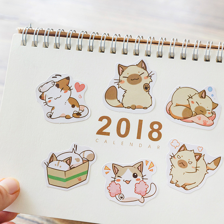 Sticker chủ đề Mèo Mập - Hộp 45 miếng dán trang trí sổ tay Bullet Journal - M057