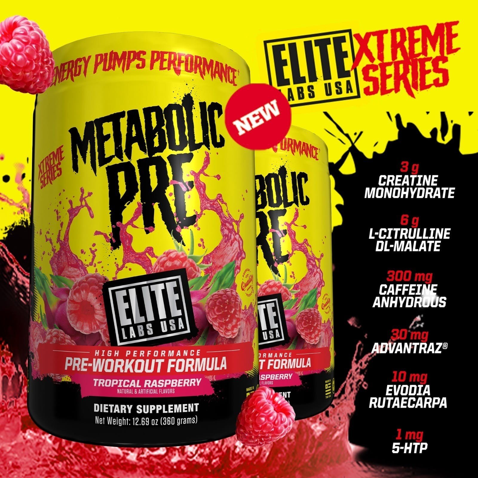 Metabolic Pre workout tăng năng lượng tăng sức mạnh vị dâu Elite Labs - tăng cường sức mạnh trước khi tập luyện