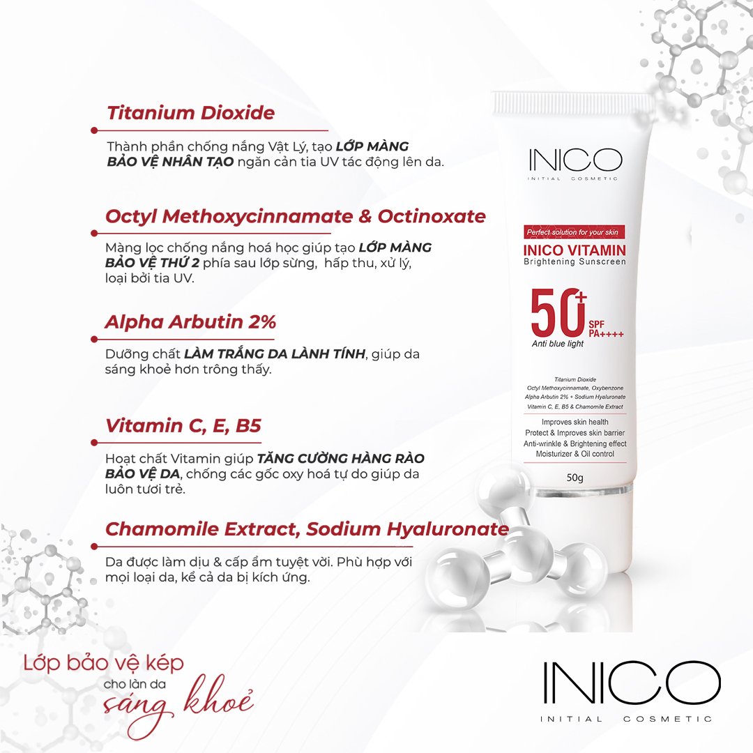 KEM CHỐNG NẮNG DƯỠNG DA VITAMIN - INICO VITAMIN BRIGHTENING SUNSCREEN