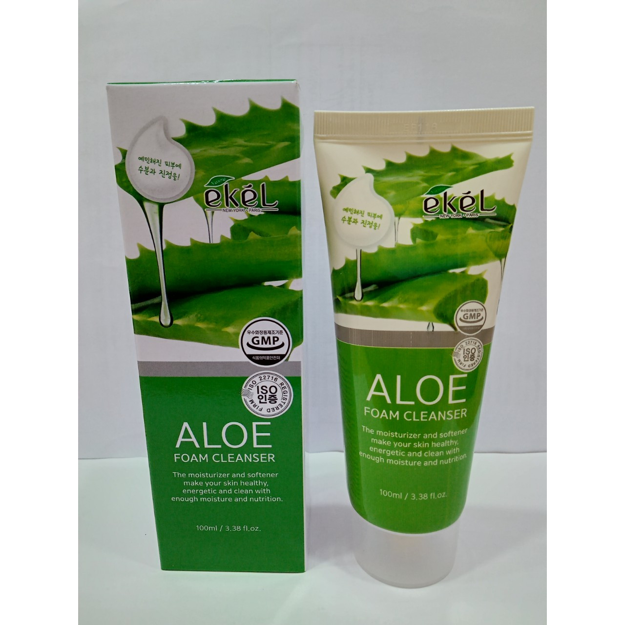 Sữa rửa mặt Nha Đam - Ekel Foam Cleanser Aloe 100ml (Tặng 2 mặt nạ Jant Blanc)
