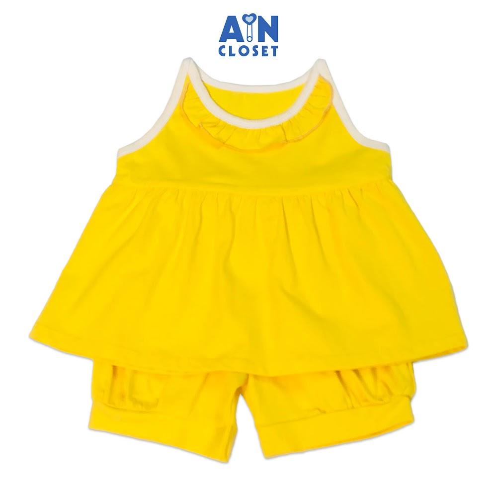 Bộ quần áo ngắn bé gái Vàng sát nách thun cotton - AICDBGTRXMO9 - AIN Closet