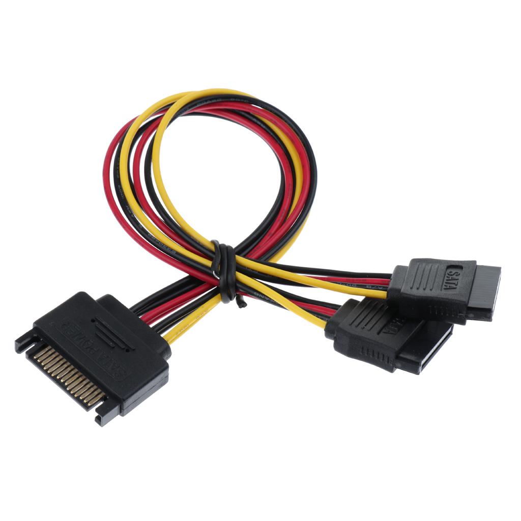 1 SATA to 2 SATA Dual Power Y Splitter Adaptor Cable Lead 2 Way 15 Pin - 15 Pin