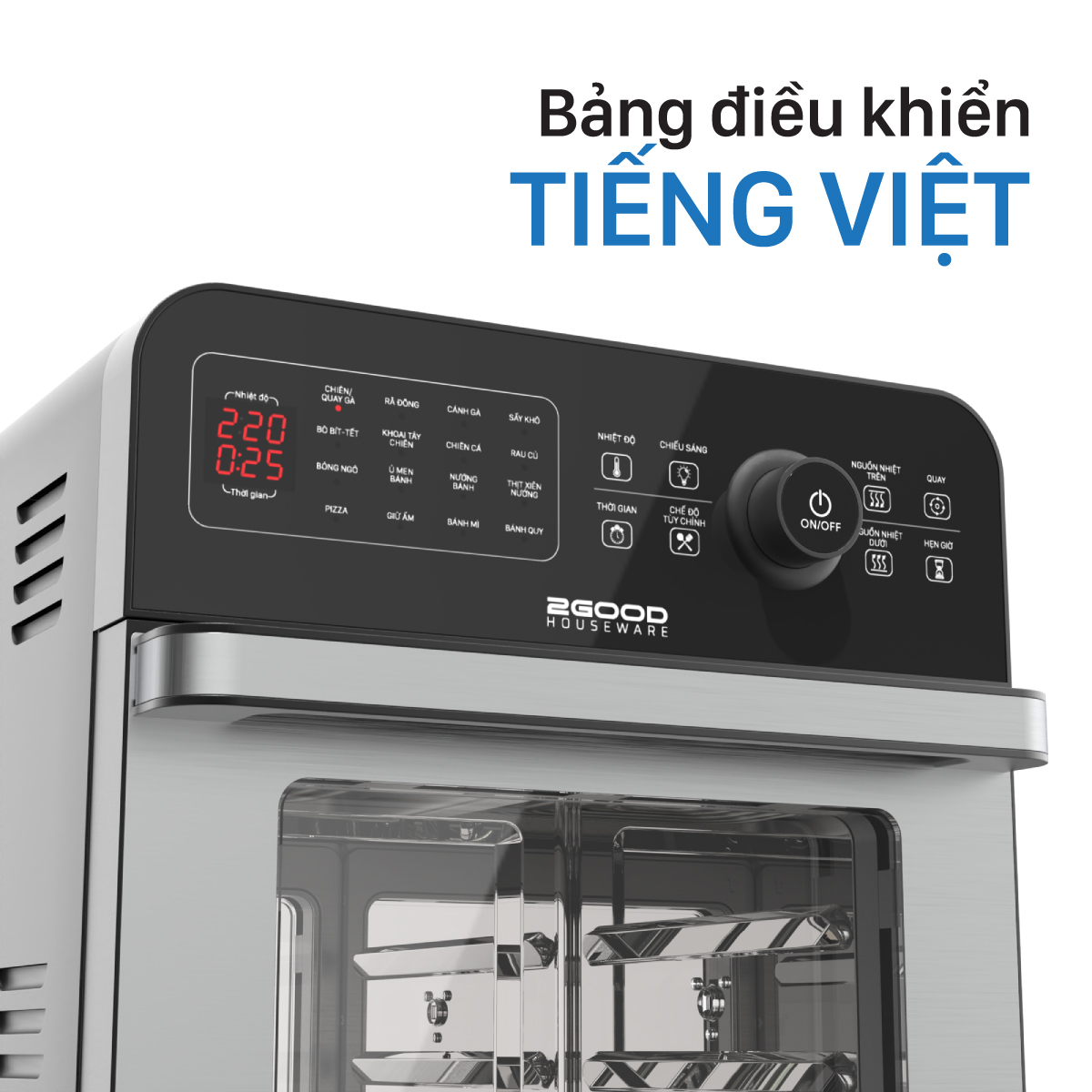 Nồi Chiên Không Dầu 2GOOD Vortex S-20, Lõi Inox 304BA bóng (14.5L) - Hàng Chính hãng