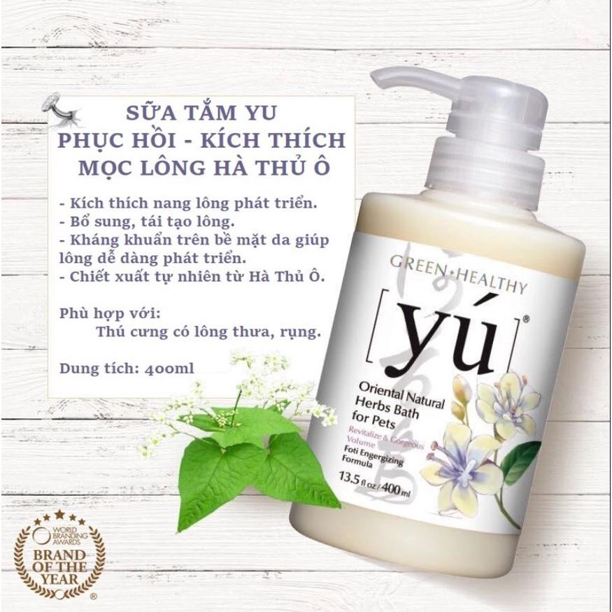 Sữa tắm YÚ cho chó, Sữa tắm nước hoa Yu Spa nhập khẩu đài loan dành cho CHÓ MÈO lông màu, trị ngứa chăm sóc da..