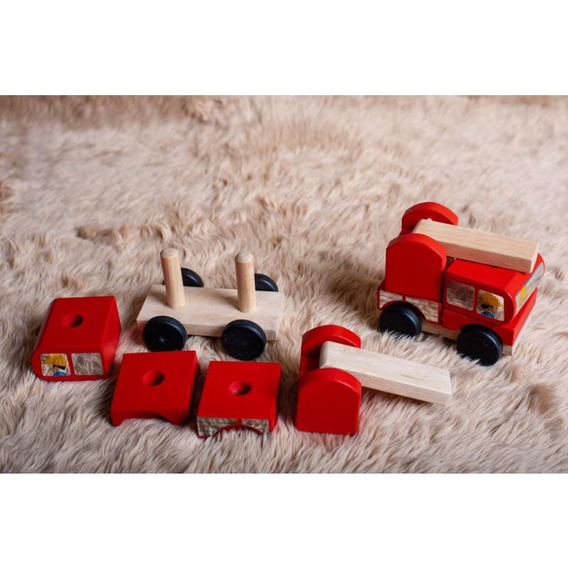 ĐỒ CHƠI- XE CỨU HỎA BÁNH TRÒN & CÓ THANG - Đồ chơi gỗ an toàn, sáng tạo, phát triển trí tuệ,thông minh cho bé