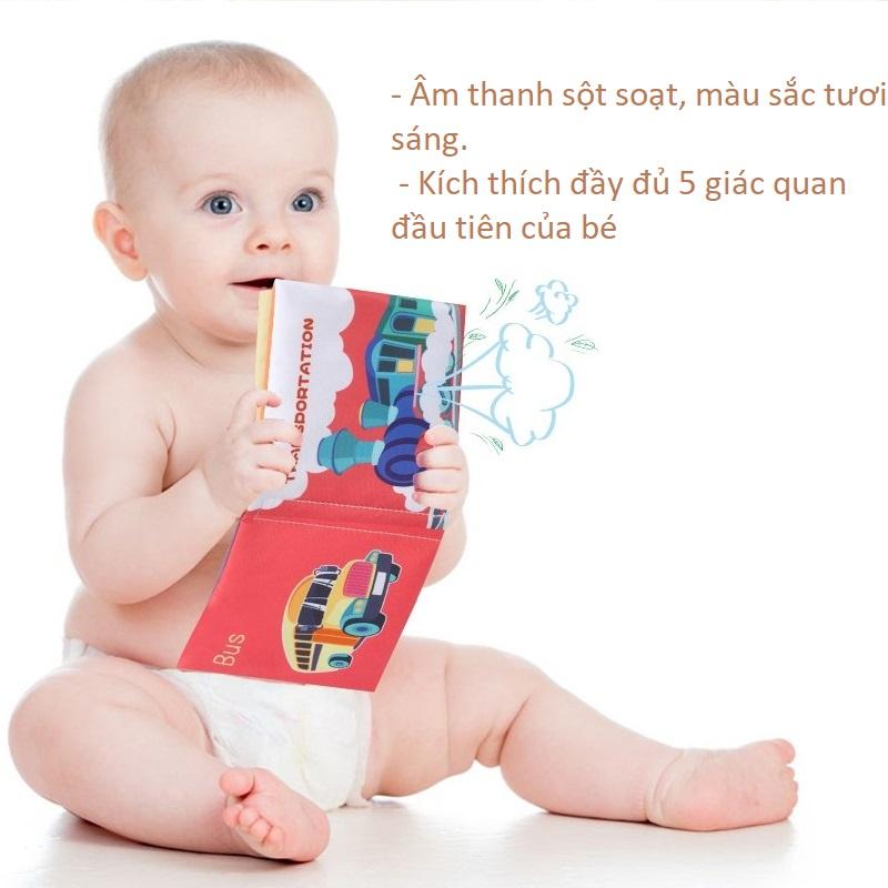 Sách vải cho bé Tiếng anh, đa tương tác kích thích trí não, các giác quan cho bé, an toàn tuyệt đối