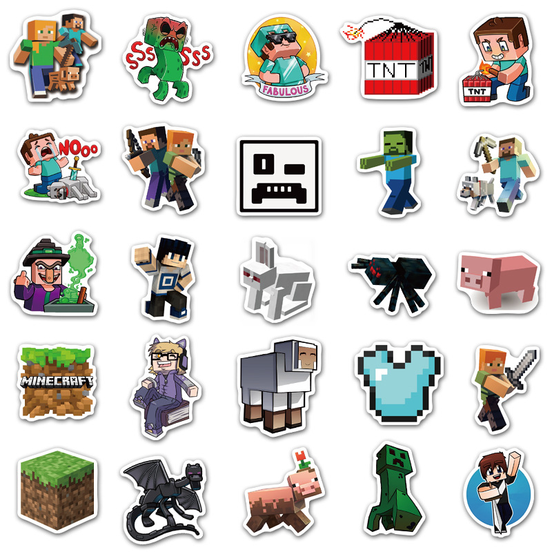 Sticker 50 miếng hình dán Minecraft