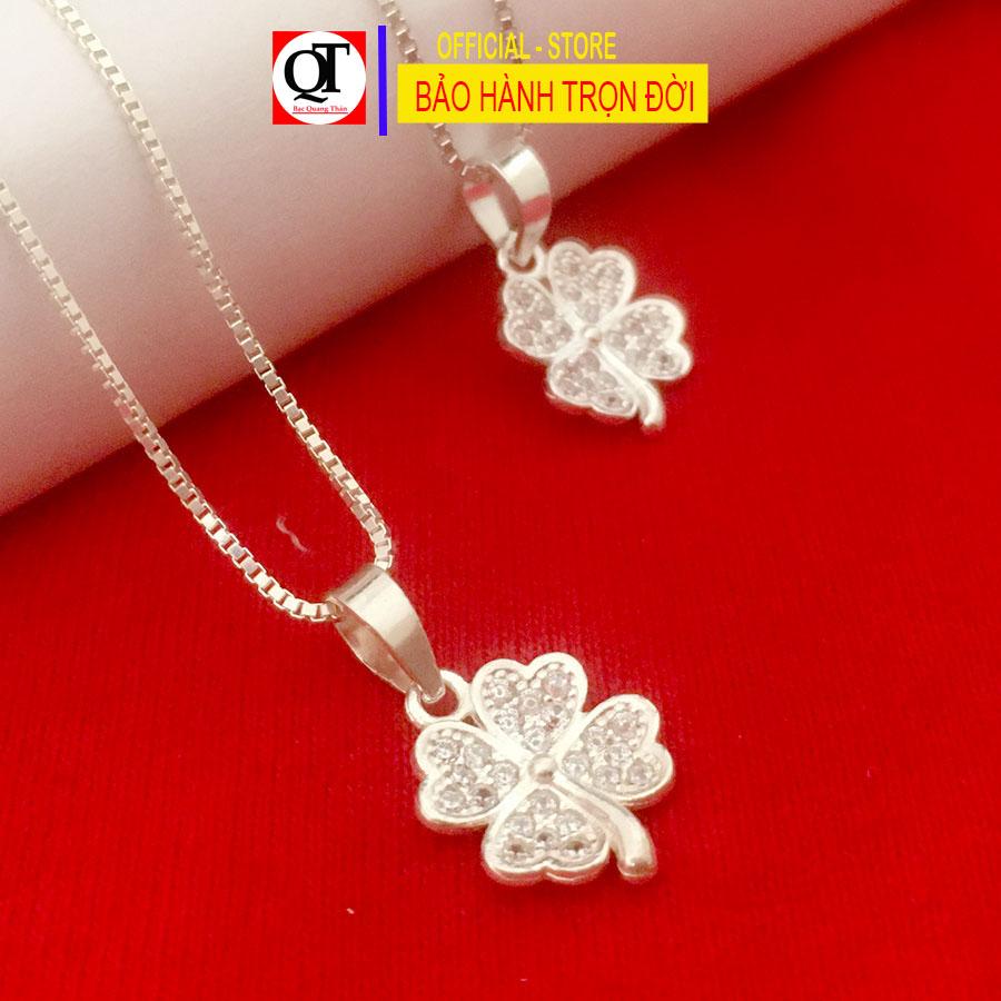 Dây chuyền nữ bạc bản vuông Bạc Quang Thản KQTBTS24QH chất liệu bạc trắng không xi mạ.