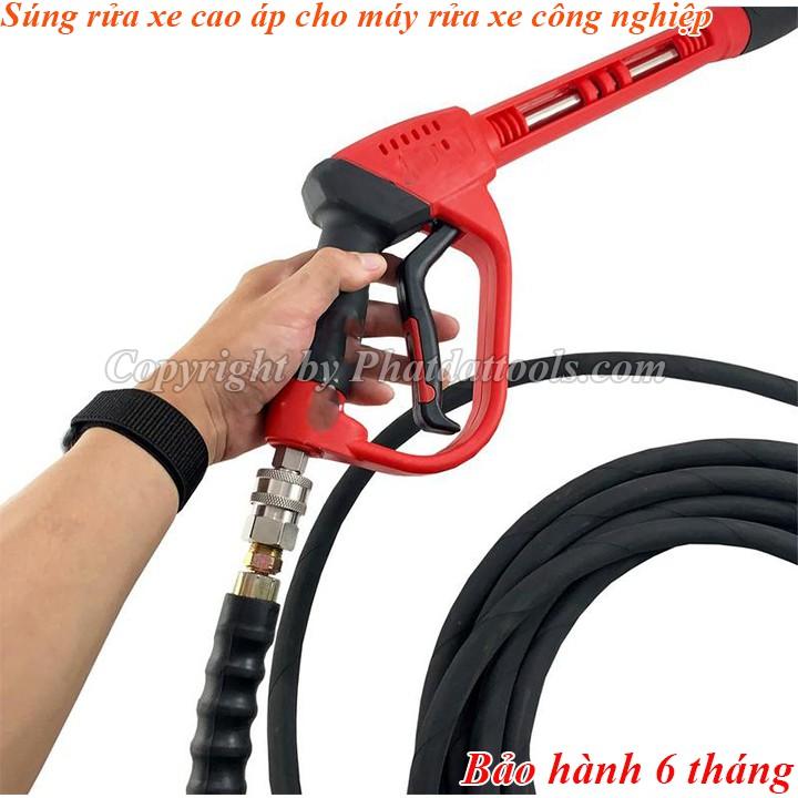 Súng xịt rửa xe cao áp chuyên dụng cho máy rửa xe công nghiệp-Kèm 4 đầu béc chỉnh tia cao cấp-Hàng xịn chính hãng