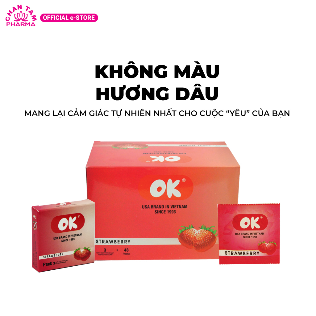 Bao cao su OK hương dâu – hộp 144 cái