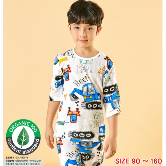 <11-33kg - Size 3-8 tuổi> Đồ bộ quần áo thun cotton lửng mùa hè cho bé trai Unifriend Hàn Quốc UNI0865