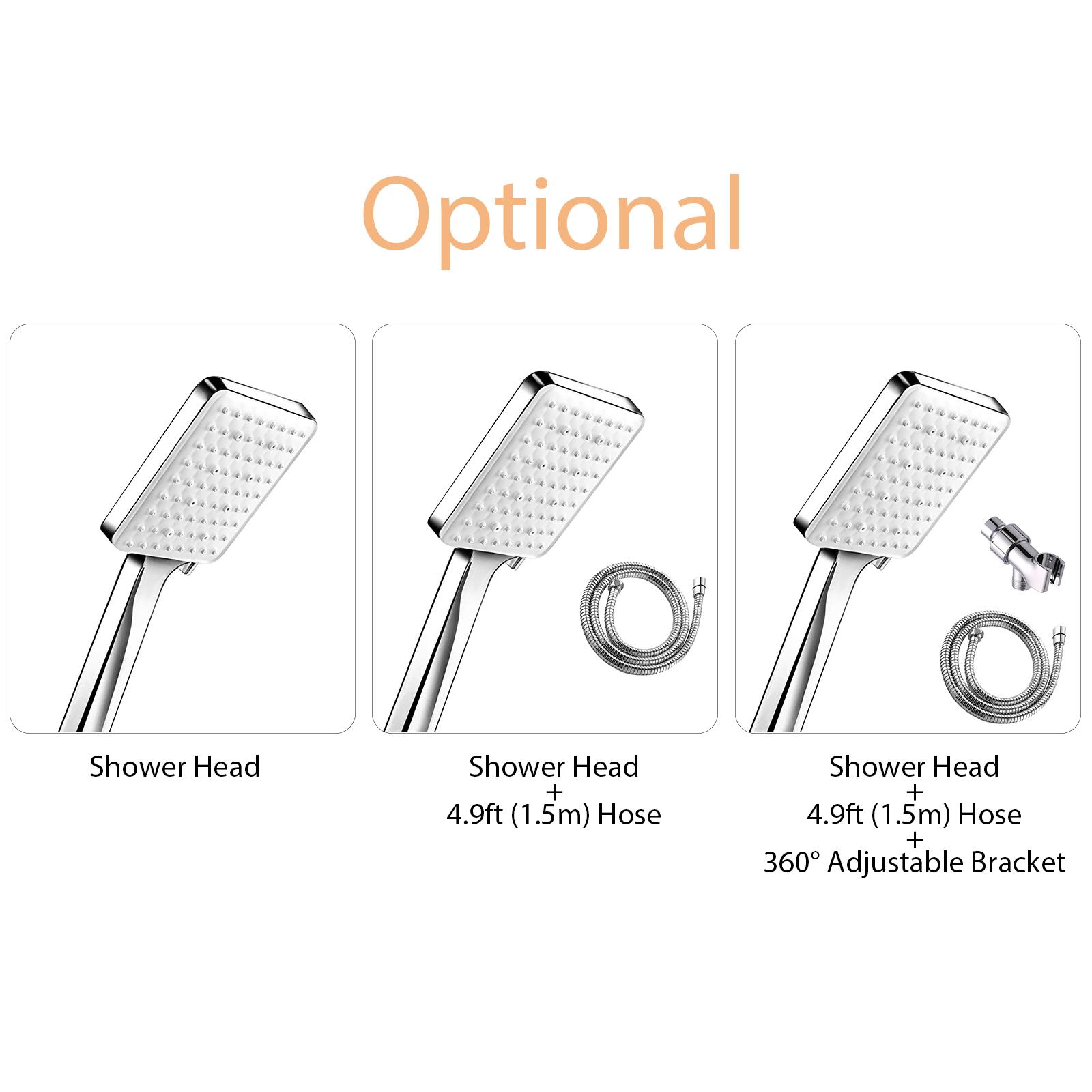 High Pressure Handheld Shower Head with 4.9ft Hose 360° Rotatable Bracket Polished Chrome Adjustable Shower Spray