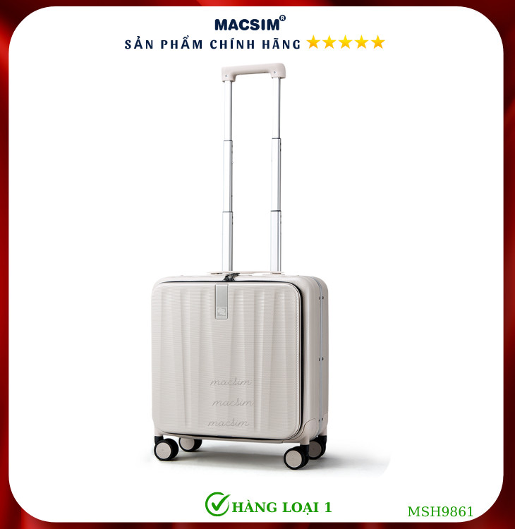 Vali cao cấp Macsim Hanke MSH9861 size 18 inch hàng loại 1 màu trắng