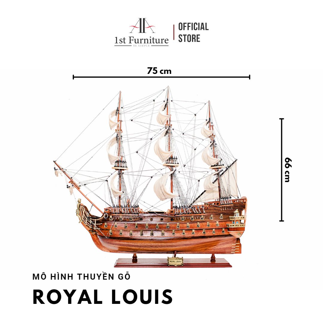 Mô hình thuyền cổ ROYAL-LOUIS cao cấp, mô hình thuyền gỗ tự nhiên sang trọng lắp ráp sẵn 1st FURNITURE
