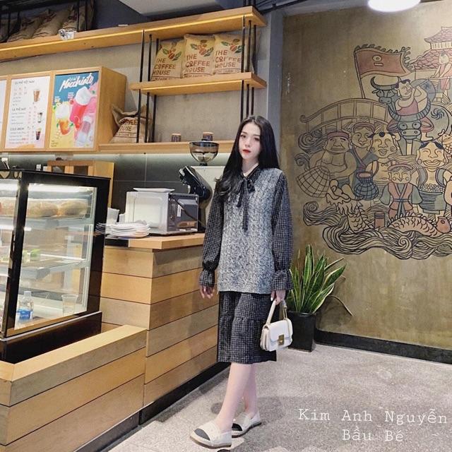 SÉT VÁY KẺ PHỐI GILE LEN SIÊU ĐẸP HÀNG QUẢNG CHÂU