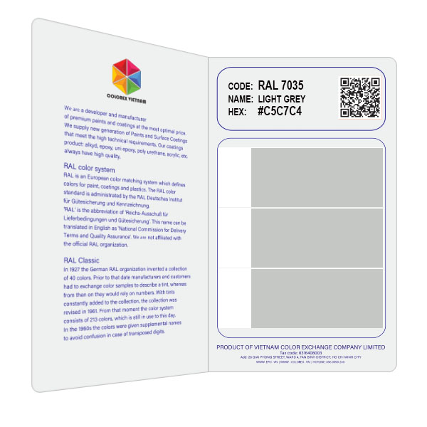 THẺ SO MÀU RAL FLASH CARD - MÀU RAL 7035