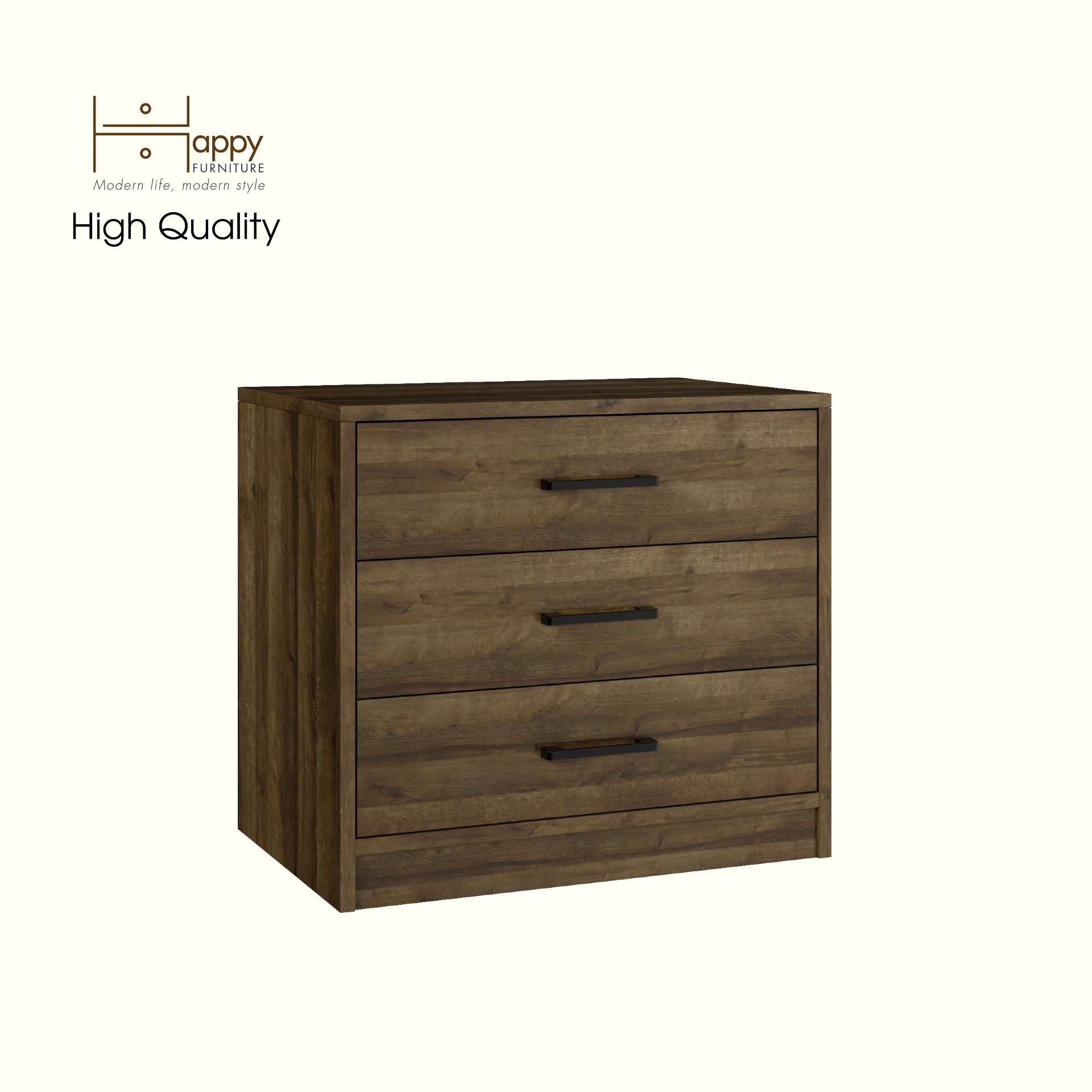 HAPPY FURNITURE , HEINEE - Táp đầu giường 3 ngăn kéo, THK_231 , 60cm x 40cm x 54cm DxRxC, sản phẩm phổ thông