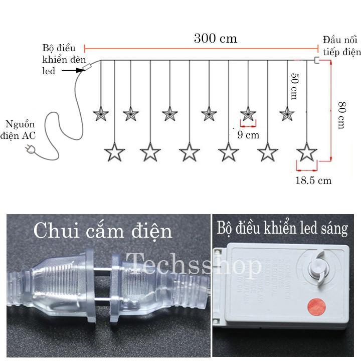 Dây Đèn Led Hình Ngôi Sao Lớn Dài 3M Sử Dụng Điện 220V Trang Trí Quán Cà Phê Shop Cửa Hàng - Led Trang Trí Noel Tết 2021