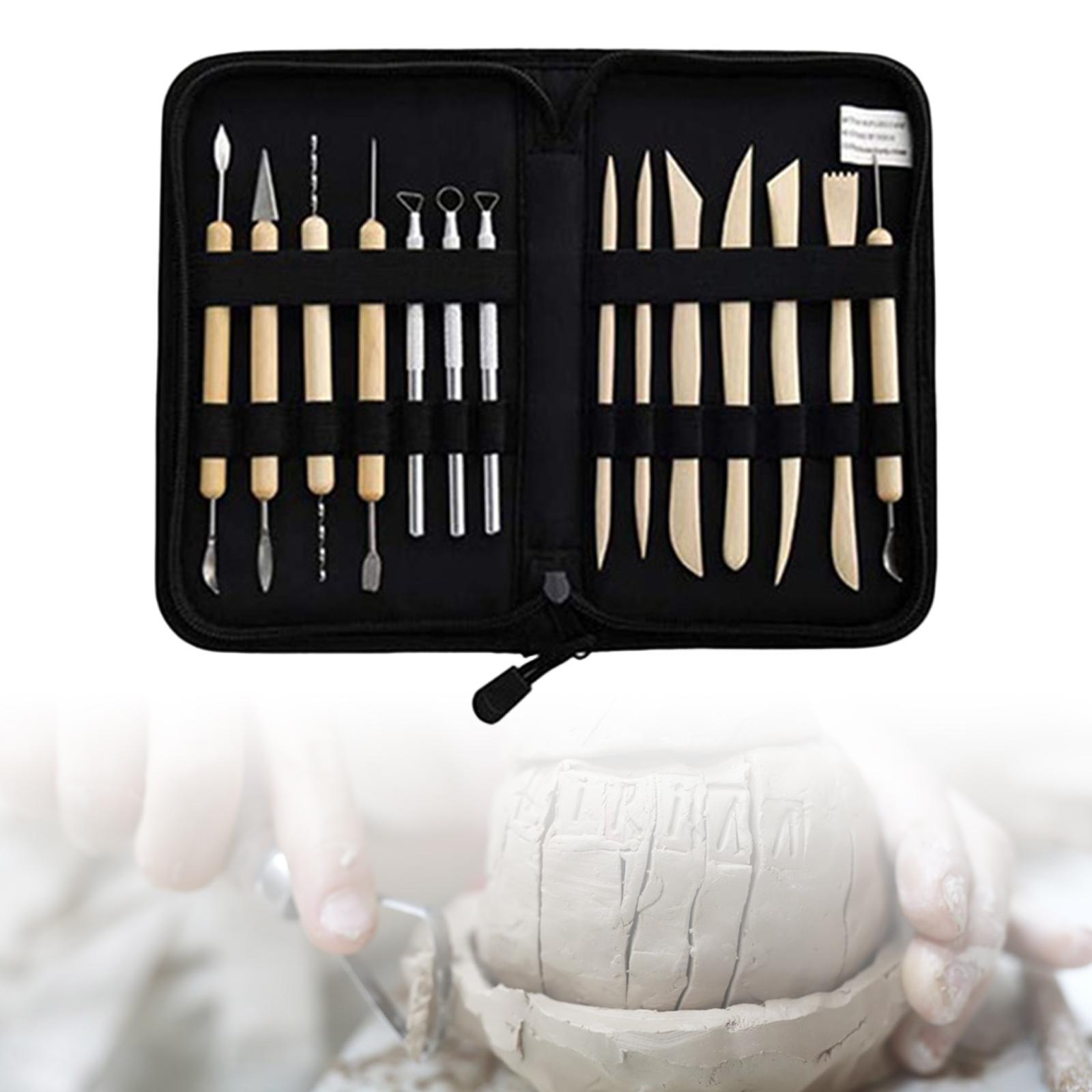 14x Polymer Clay Tools Clay Carving Tool Set with Carrying Case Clay Sculpting Tools Pottery Carving Tool Set for Carving Modeling Drawing
