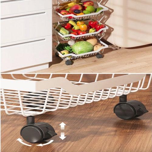 Kệ Bếp Rau Quả Xếp Gọn Nhật Bản 4 tầng CarbonSteel White