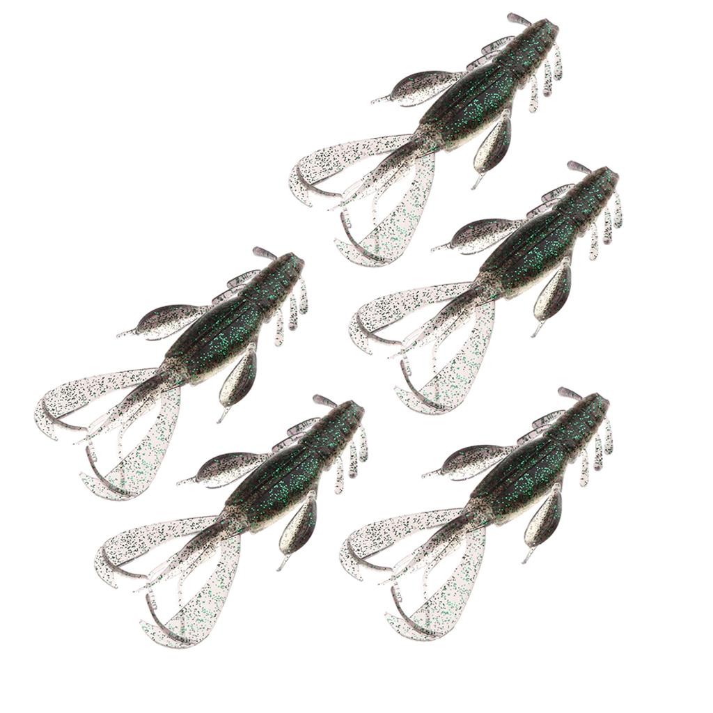 5Pcs Artificial Shrimp Lures Soft Crankbaits Fishing Tackle Black