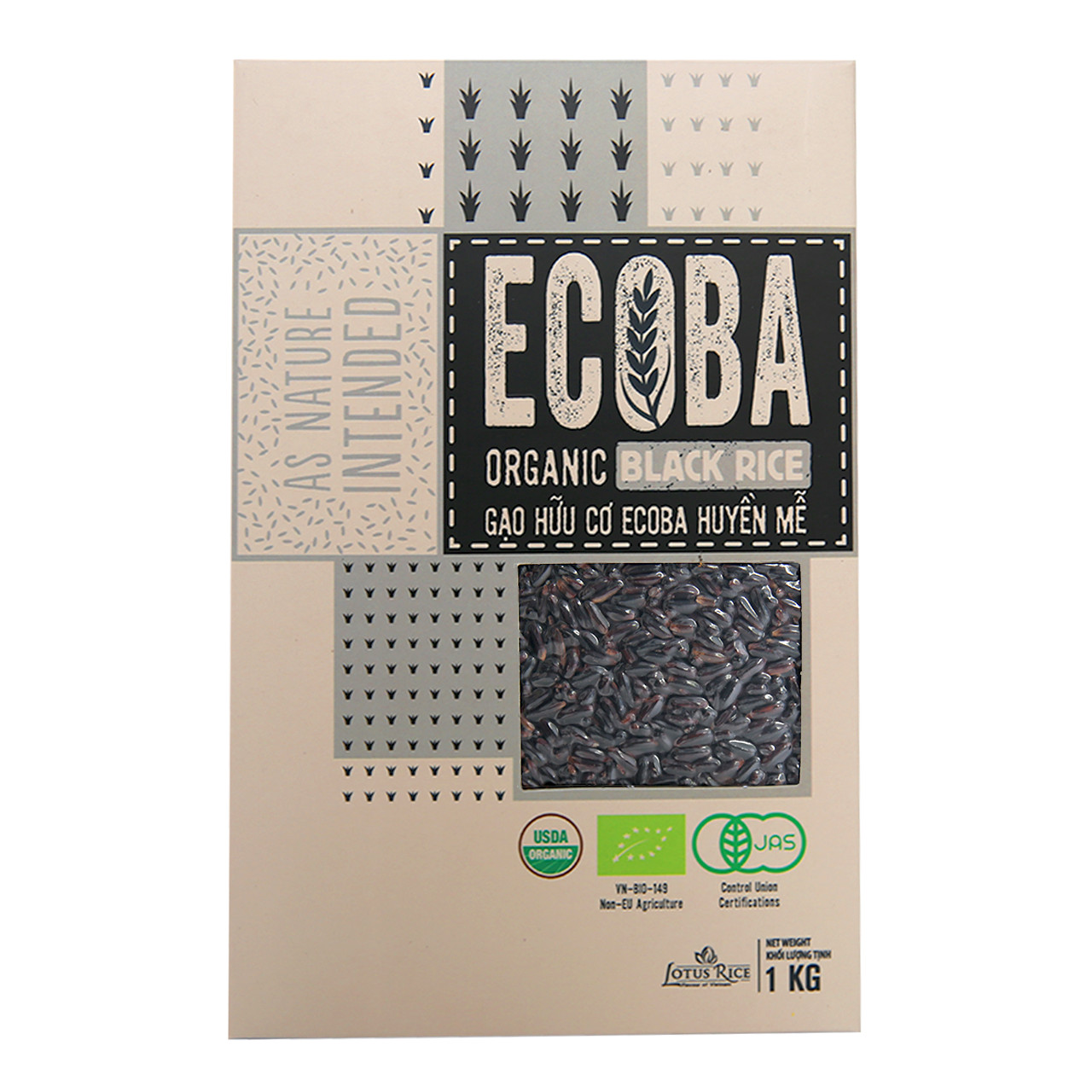 Combo 3 Gạo Lứt Hữu Cơ ECOBA Huyền Mễ Ecoba Organic Black Rice Cao Cấp Thơm Ngon Dẻo Ngọt Hỗ Trợ Giảm Cân Túi 1kg ORIMART