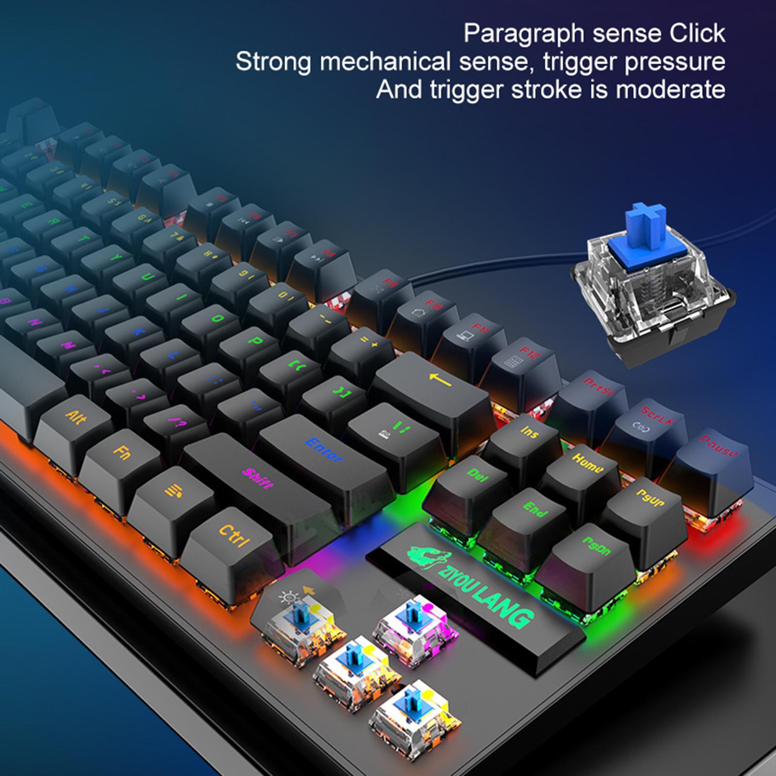HILABEE Wired USB Mechanical Gaming Keyboard Detachable Panel Rainbow Backlit