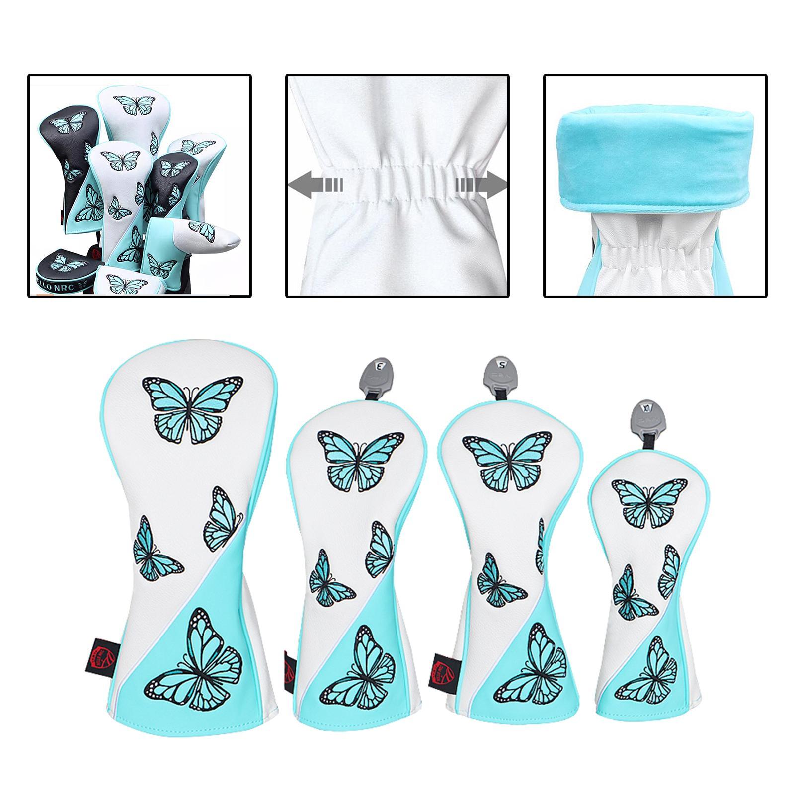 4x Golf Club Head Cover Golf Shaft Protector Professional PU Leather Durable Golf Headcovers Golf Driver Head Covers for Hybrid Fairway Wood