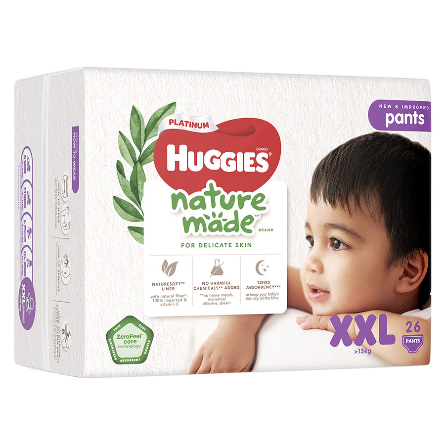 Tã Quần Siêu Cao Cấp Huggies Platinum Nature Made XXL26 (26 Miếng)