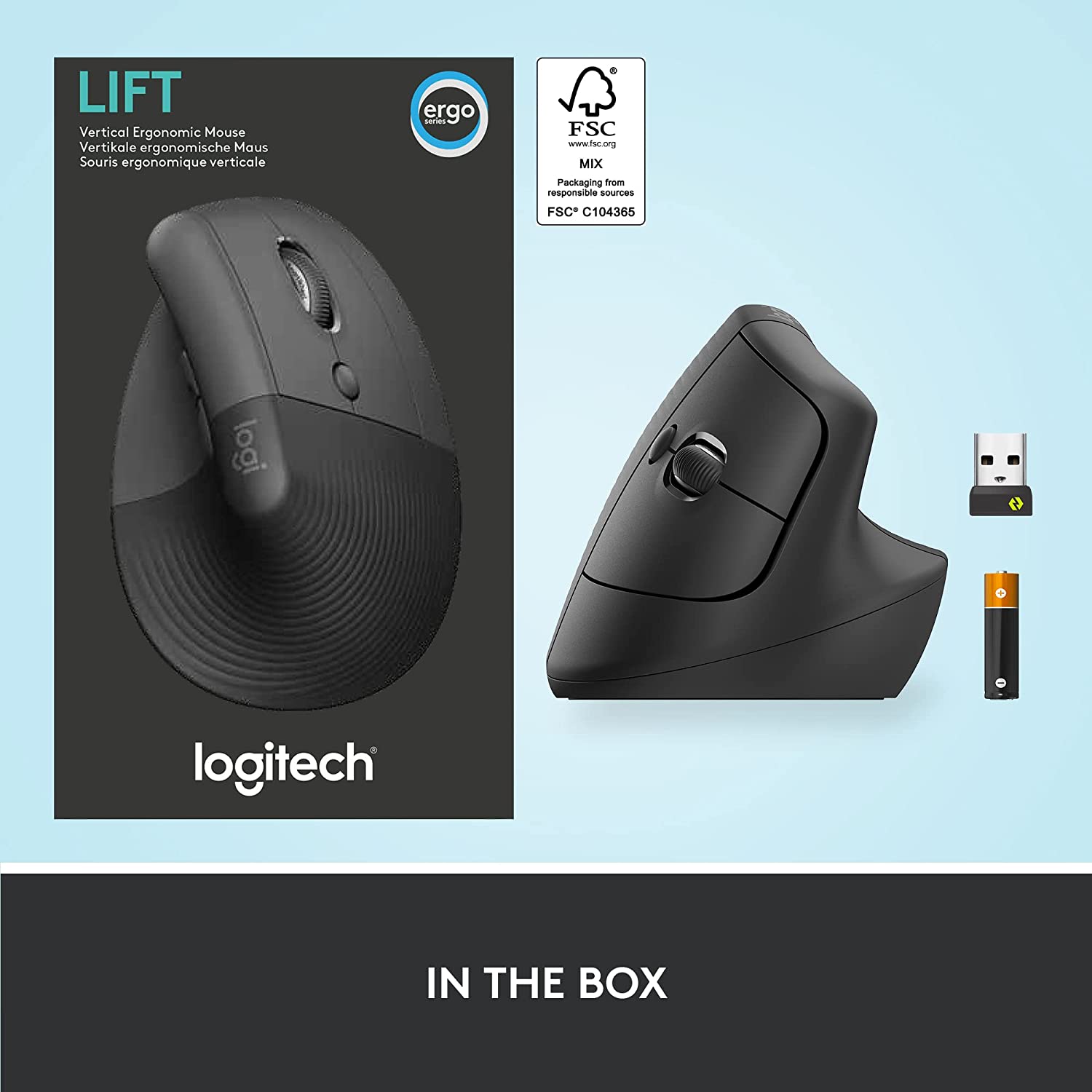 Chuột công thái học không dây Logitech Lift Vertical Ergonomic - Hàng Chính Hãng