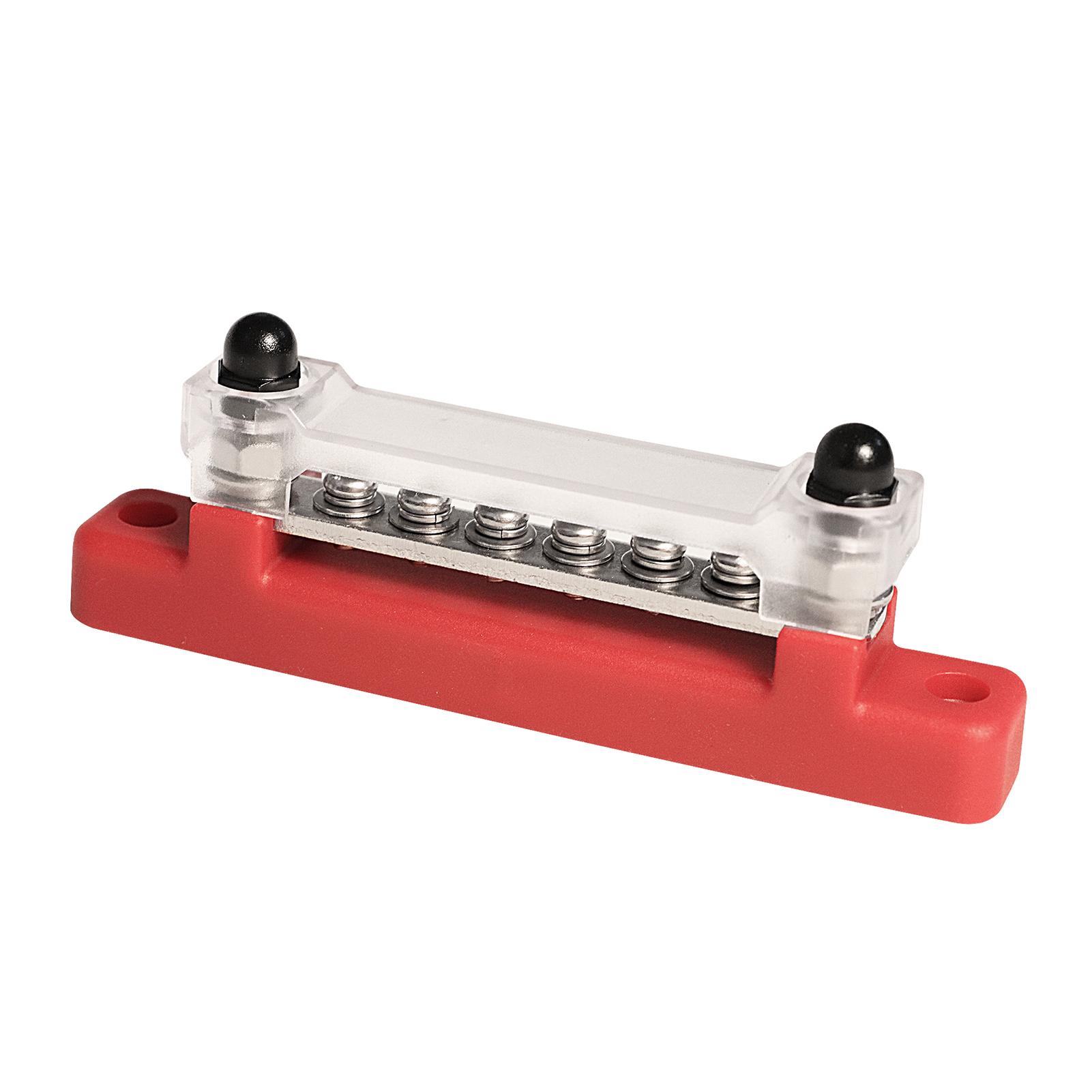 6 Terminal Single-row Bus Bar 150A BusBar Block with Cover, Ground Distribution, Power Distribution Terminal Block
