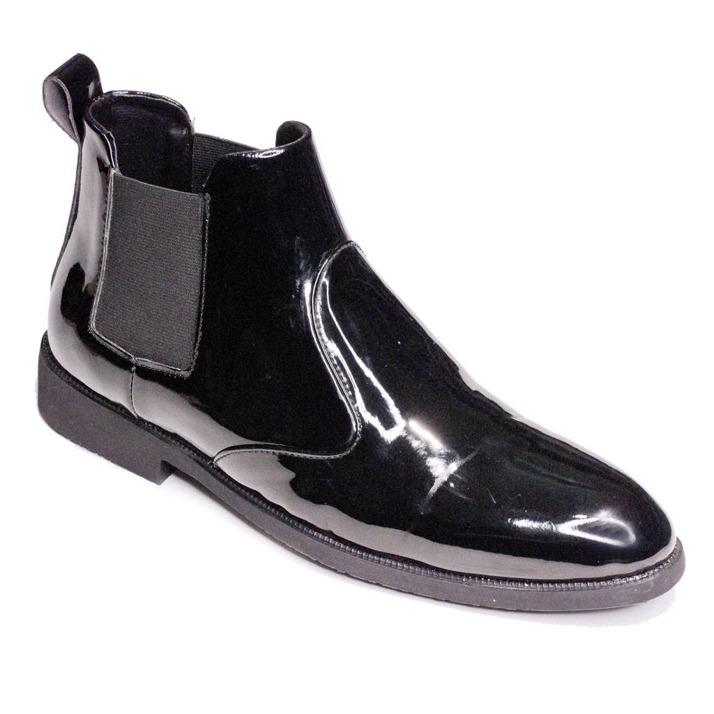Giày Boot Nam Cổ Chun Da Bóng Màu Đen Sang Trọng Và Phong Cách - CB520-BONGCHUN-BONGDEN