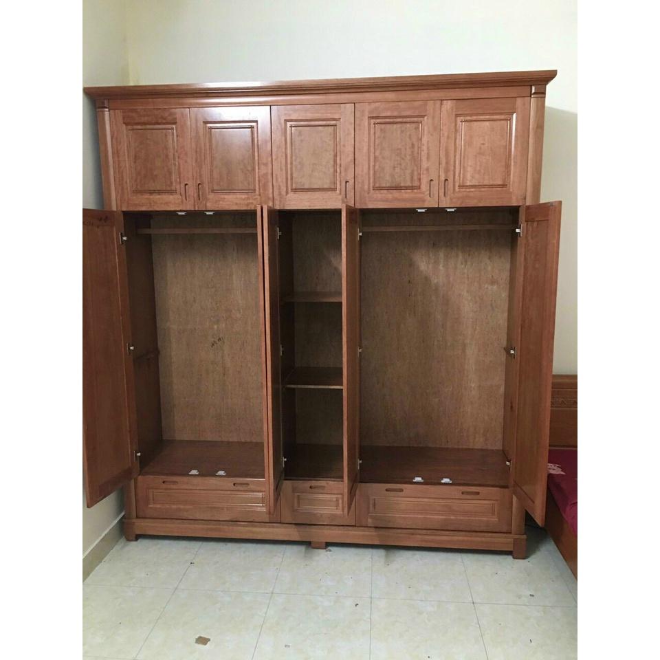 Tủ quần áo xoan đào 5 cánh 2 tầng