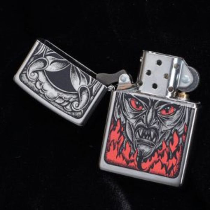 Bật Lửa Zippo Fire Down Below Devil High Polish Chrome Chính Hãng Usa