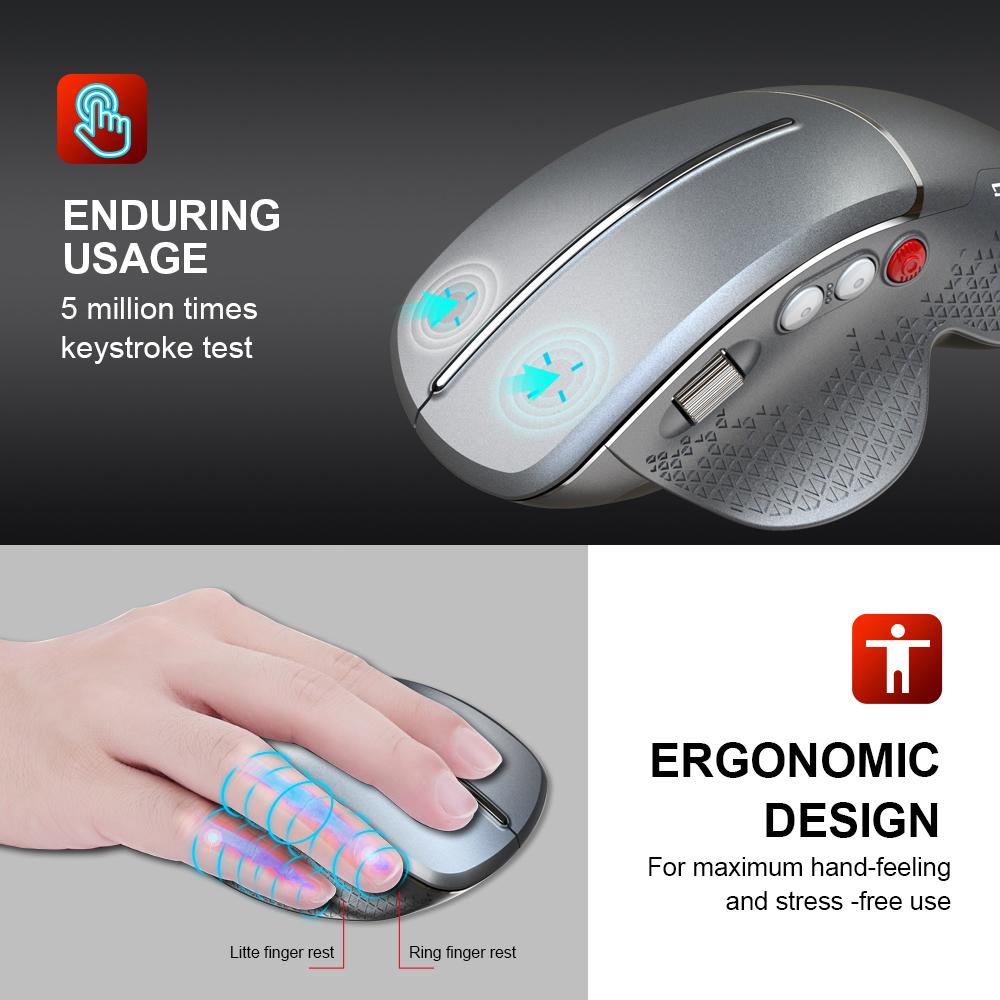 HXSJ T32 2.4GHz Vertical Wireless Mute Mouse 6 Keys 3600DPI Mice Professional Wireless Gaming Mouse for PC