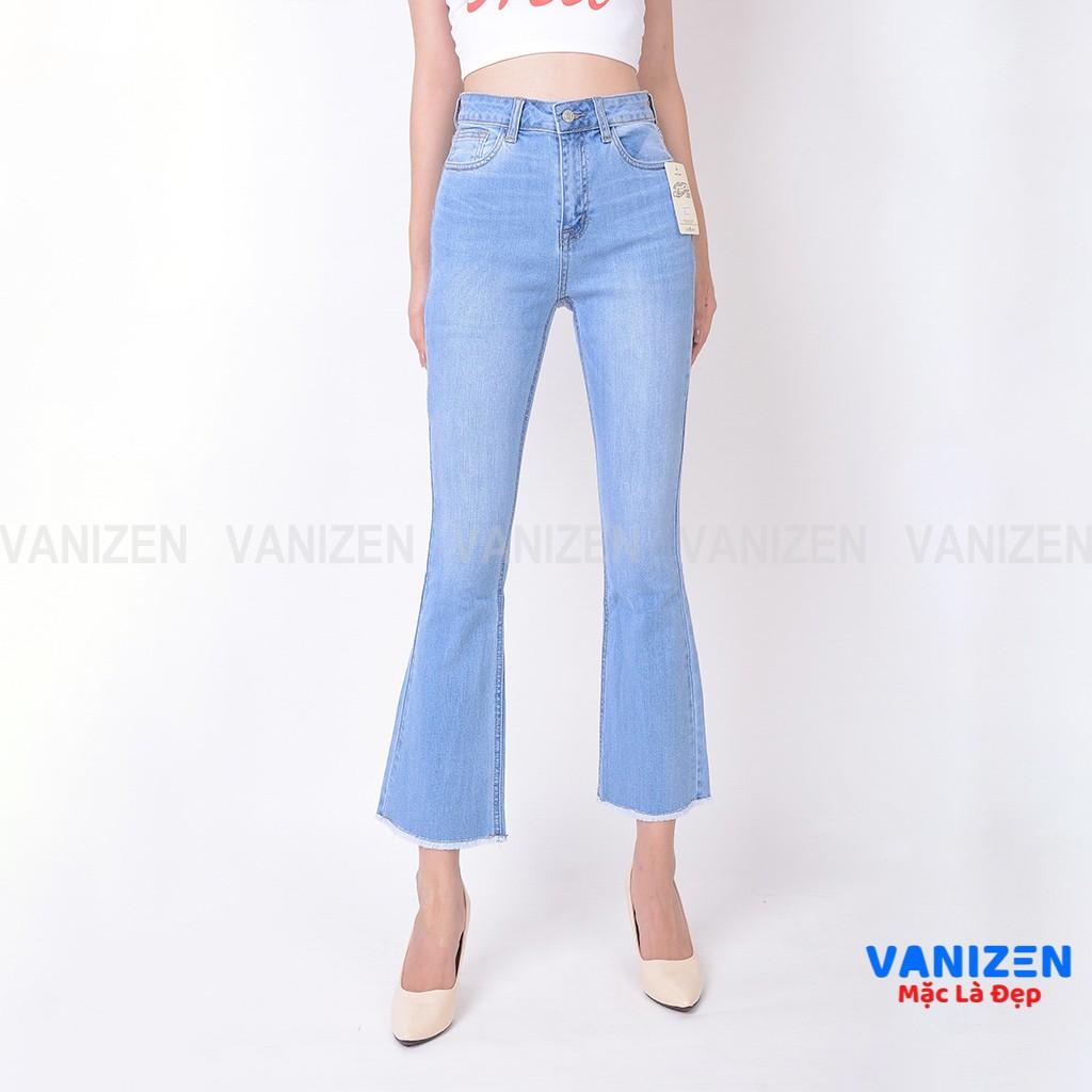 Quần jean nữ ống loe đẹp lưng cao cạp cao trơn hàng hiệu cao cấp mã 343 VANIZEN