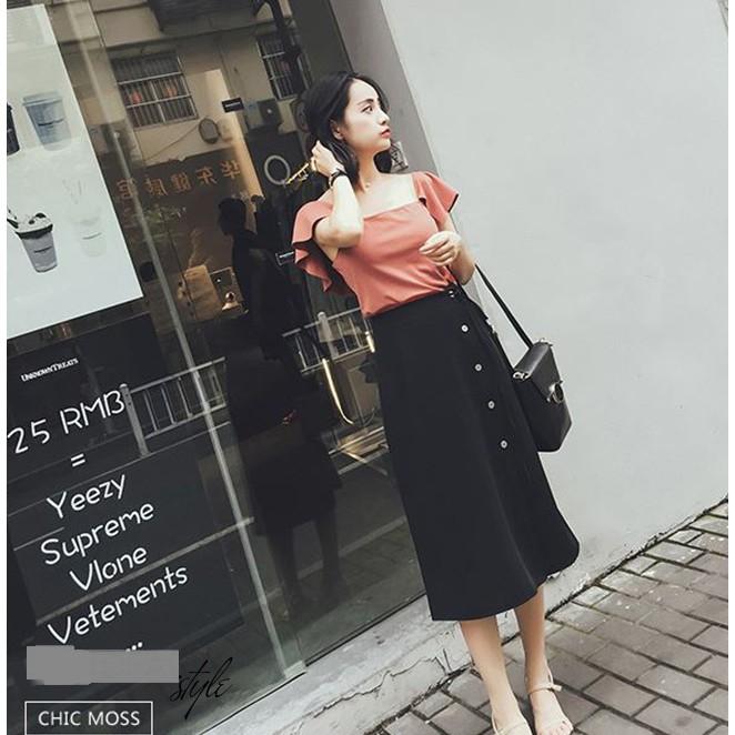 Chân Váy Phối Nút Fashion