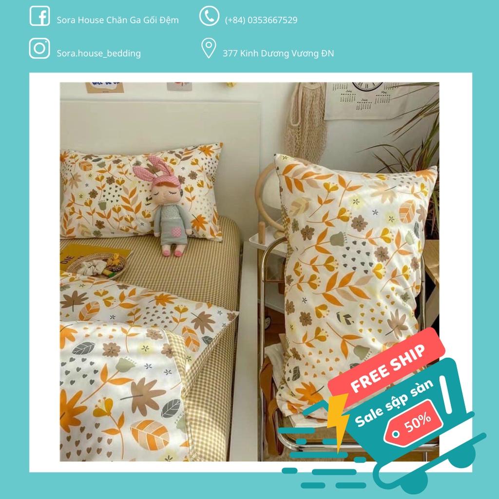 Bộ Chăn Ga Gối Cotton Living Lá Mùa Thu